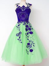 Simple Sleeveless Appliques Knee Length Quinceanera Dama Dress
