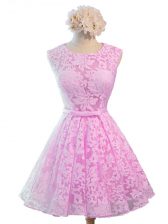 Sweet Knee Length Lilac Dama Dress Scoop Sleeveless Lace Up