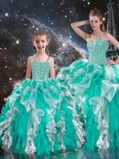 Custom Design Multi-color Sleeveless Floor Length Beading and Ruffles Lace Up Quinceanera Dresses