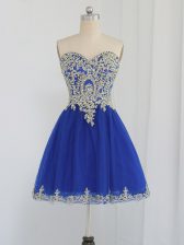 Romantic Tulle Sweetheart Sleeveless Zipper Beading Prom Evening Gown in Royal Blue