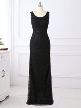 High Quality Black Column/Sheath Lace Prom Dress Zipper Lace Long Sleeves Floor Length