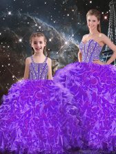  Sleeveless Lace Up Floor Length Beading and Ruffles Quinceanera Dresses