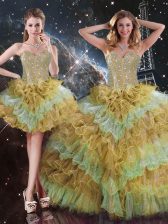 Custom Made Floor Length Multi-color Sweet 16 Quinceanera Dress Sweetheart Sleeveless Lace Up