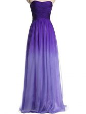  Sleeveless Lace Up Floor Length Ruching Dress for Prom