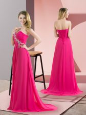  Chiffon Sleeveless Floor Length Prom Party Dress and Beading