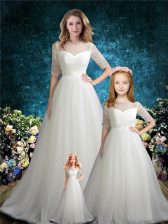 On Sale White Half Sleeves Brush Train Beading 15 Quinceanera Dress