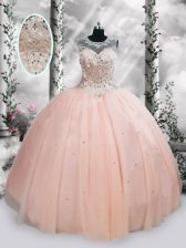 Deluxe Sleeveless Lace Up Floor Length Beading and Sequins Sweet 16 Dresses