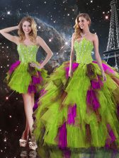 Sumptuous High Low Multi-color Quinceanera Gown Sweetheart Sleeveless Lace Up