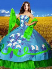  Sleeveless Embroidery Lace Up 15 Quinceanera Dress
