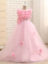  Sleeveless Brush Train Hand Made Flower Zipper Little Girl Pageant Gowns