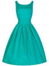 Pretty Knee Length Turquoise Quinceanera Dama Dress Taffeta Sleeveless Ruching