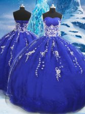  Organza Sleeveless Floor Length Quince Ball Gowns and Appliques