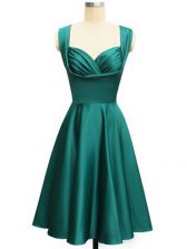 Attractive Ruching Dama Dress for Quinceanera Teal Lace Up Sleeveless Knee Length