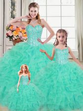  Organza Sleeveless Floor Length Sweet 16 Dresses and Beading and Ruffles