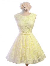 Extravagant Scoop Sleeveless Lace Quinceanera Court of Honor Dress Belt Lace Up