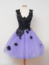  Tulle Sleeveless Knee Length Vestidos de Damas and Lace