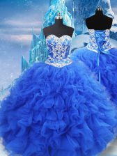 Captivating Sleeveless Beading and Ruffles Lace Up Sweet 16 Dress
