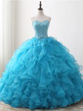  Floor Length Ball Gowns Sleeveless Baby Blue Sweet 16 Quinceanera Dress Lace Up