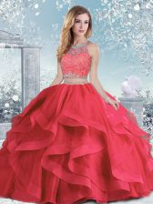  Tulle Sleeveless Floor Length Vestidos de Quinceanera and Beading and Ruffles