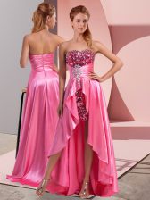  High Low Empire Sleeveless Rose Pink Zipper
