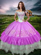 Suitable Sleeveless Beading and Embroidery and Ruffled Layers Lace Up Quinceanera Gowns