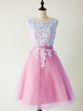 On Sale Lilac Scoop Neckline Lace Vestidos de Damas Sleeveless Lace Up