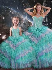  Ball Gowns Sweet 16 Quinceanera Dress Multi-color Sweetheart Organza Sleeveless Floor Length Lace Up
