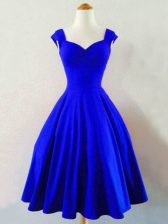 Smart Royal Blue Lace Up Straps Ruching Quinceanera Court of Honor Dress Taffeta Sleeveless