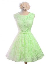 Designer Scoop Neckline Belt Dama Dress Sleeveless Lace Up