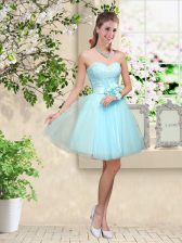  Sweetheart Sleeveless Lace Up Damas Dress Aqua Blue Tulle