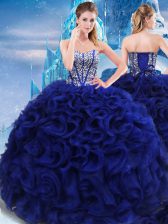  Royal Blue Sweetheart Lace Up Beading Sweet 16 Dress Sleeveless