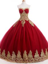  Floor Length Lace Up Quinceanera Gown Wine Red for Sweet 16 and Quinceanera with Ruffles and Sequins