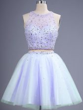 Pretty Sleeveless Beading Lace Up Dama Dress