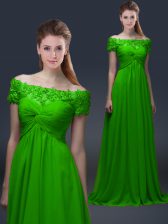 Amazing Off The Shoulder Lace Up Appliques Short Sleeves