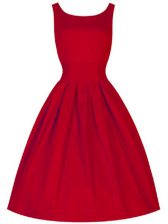 Wonderful Red Scoop Lace Up Ruching Court Dresses for Sweet 16 Sleeveless