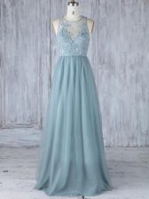 Fancy Sleeveless Zipper Floor Length Appliques Vestidos de Damas