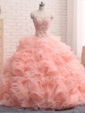  Sleeveless Beading and Ruffles Zipper Sweet 16 Dress