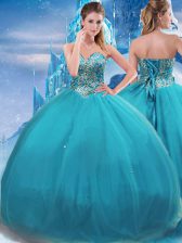 New Style Tulle Sleeveless Floor Length Ball Gown Prom Dress and Appliques