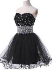 Sexy Black Sweetheart Neckline Beading Prom Dress Sleeveless Lace Up
