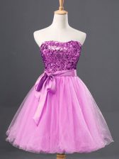  Tulle Sweetheart Sleeveless Zipper Sequins Prom Gown in Lilac