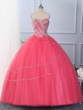 Delicate Hot Pink Sweetheart Lace Up Beading Quinceanera Dresses Sleeveless