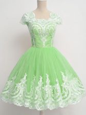 Perfect Zipper Vestidos de Damas Lace Cap Sleeves Knee Length