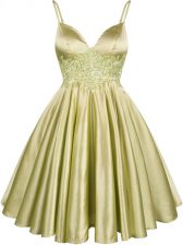 Luxury Olive Green Spaghetti Straps Lace Up Lace Quinceanera Dama Dress Sleeveless