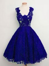 Artistic Lace Dama Dress Blue Lace Up Sleeveless Knee Length