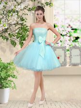  Aqua Blue Court Dresses for Sweet 16 Prom and Party with Lace and Belt Off The Shoulder Sleeveless Lace Up