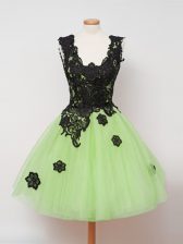 Glamorous Straps Zipper Appliques Quinceanera Court of Honor Dress Sleeveless