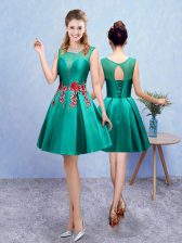 Inexpensive Sleeveless Knee Length Embroidery Lace Up Damas Dress with Turquoise