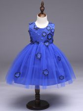 Royal Blue Sleeveless Tulle Zipper Kids Pageant Dress for Wedding Party