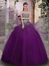 Noble Sleeveless Lace Up Floor Length Beading 15 Quinceanera Dress