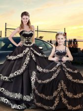  Sweetheart Sleeveless Taffeta Quinceanera Dress Embroidery and Ruffled Layers Lace Up